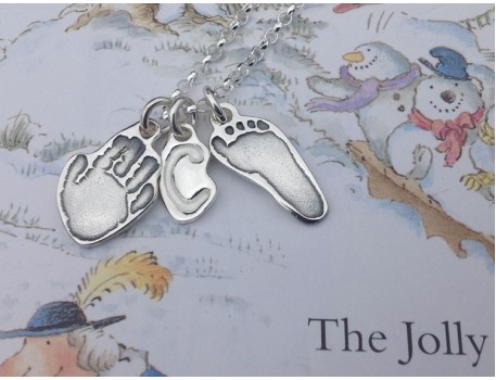Hand & Foot Print plus Initial Charm on Chain