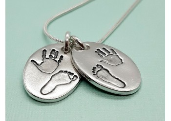 Double Hand and Foot Print Pendant 