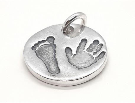 Hand and Foot Print Round Charm