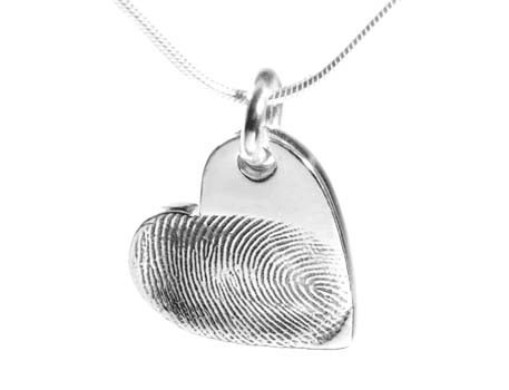 Double Sided Fingerprint Heart Pendant