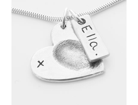 Fingerprint Heart Pendant & Tag on Chain